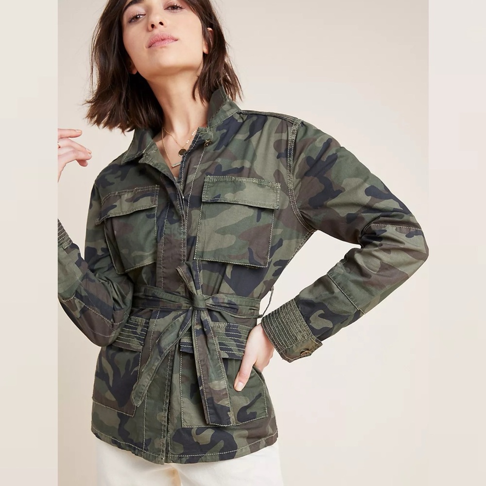 ANTHROPOLOGIE Marrakech Belted Camo Jacket